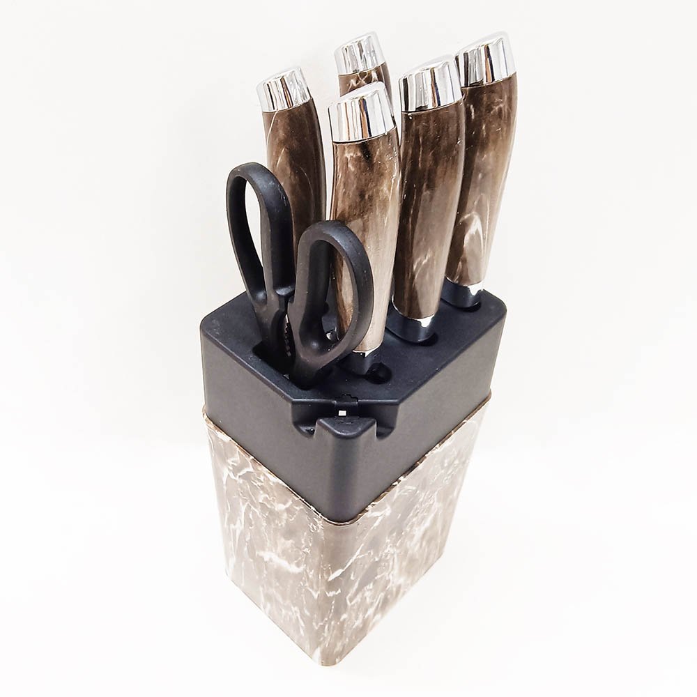 7-Piece Knife Set with Marble Pattern Knife Block