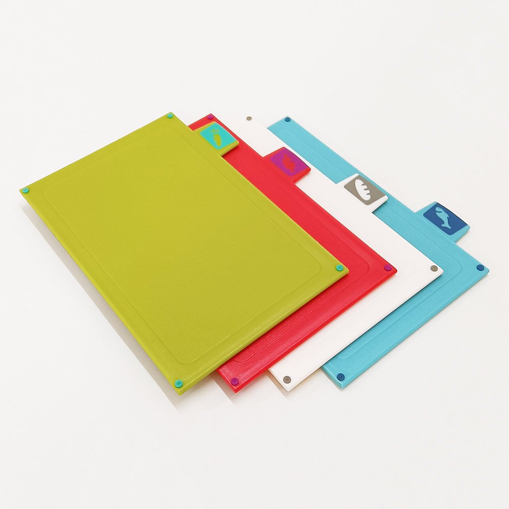 4-Piece Dual-Sided Plastic Cutting Board Set