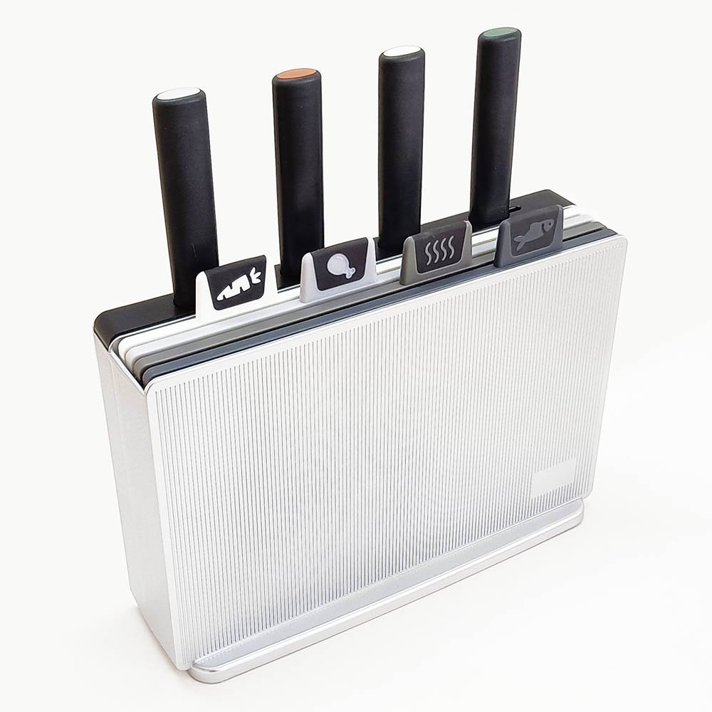 9-Piece Color Coded Cutting Board Set with Knives & Holder