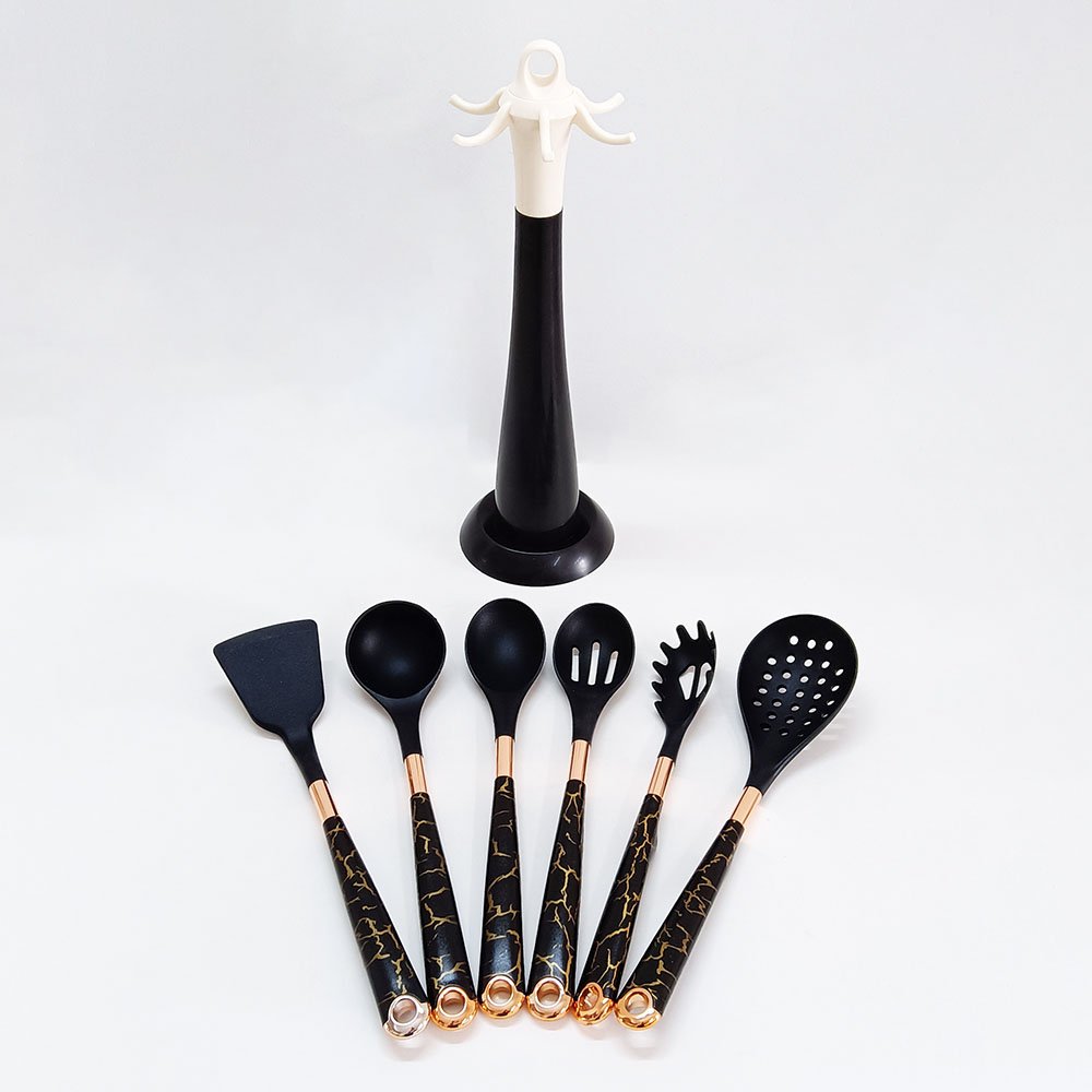 7-Piece Food Grade Silicone Cooking Utensil Set with Stand