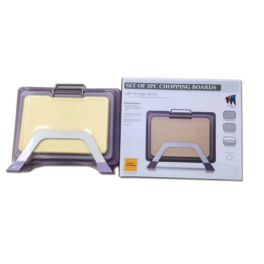 3-Piece Chopping Board Set with Stainless Steel Stand