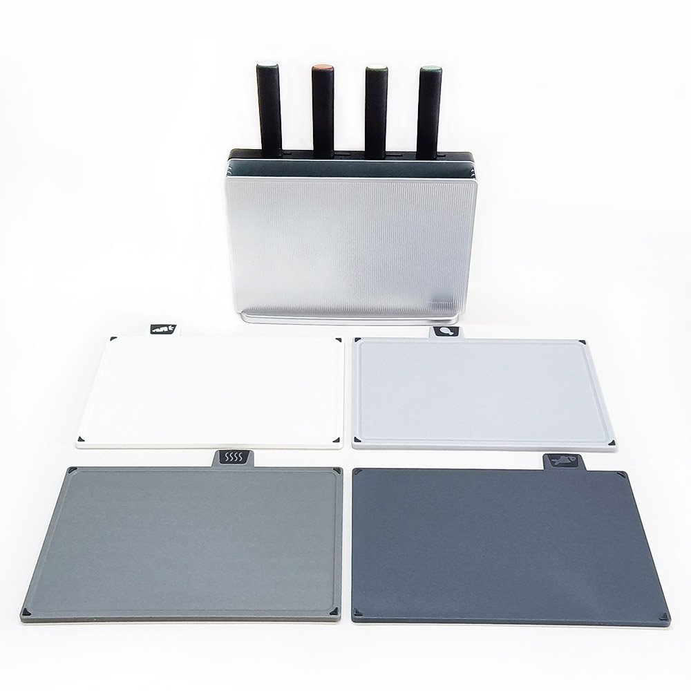 9-Piece Color Coded Cutting Board Set with Knives & Holder