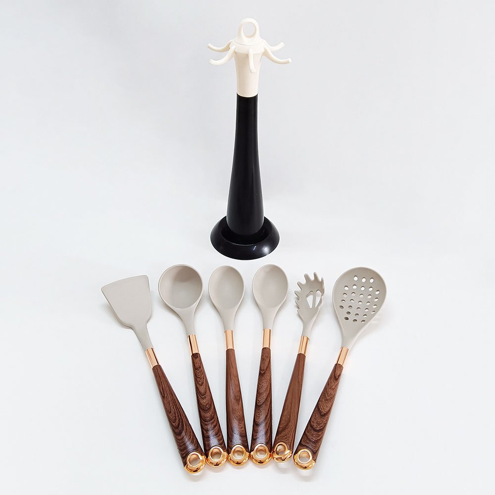7-Piece Food Grade Silicone Cooking Utensil Set with Stand