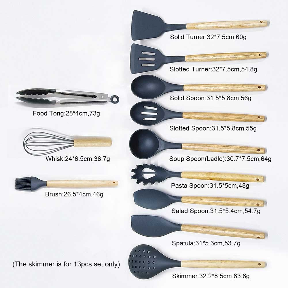 Silicone Utensil Set with Stainless Steel Rotating Holder