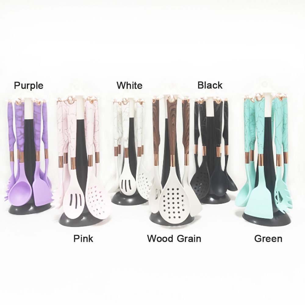 7-Piece Food Grade Silicone Cooking Utensil Set with Stand