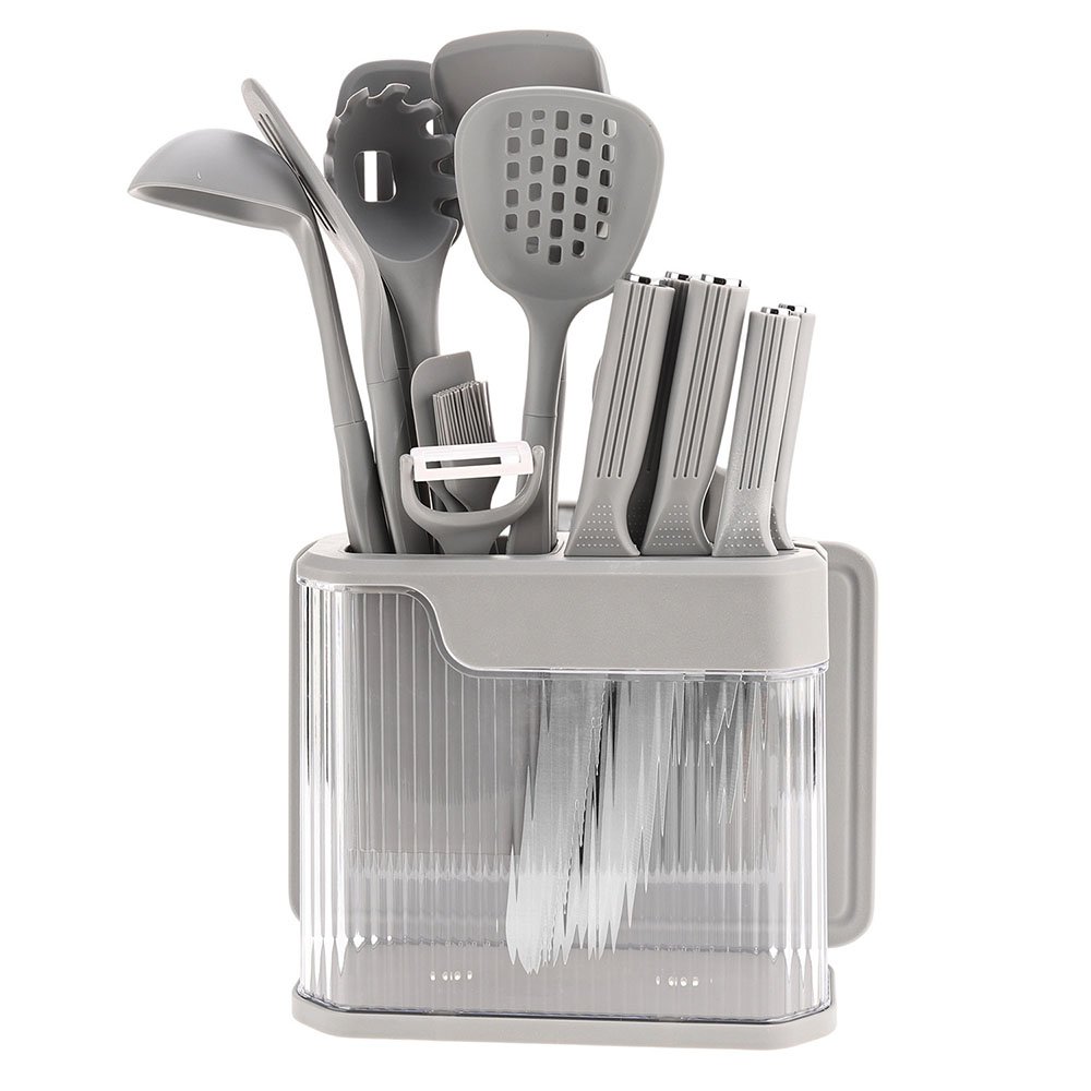 17-Piece Silicone Kitchen Utensil & Knife Set with Cutting Board