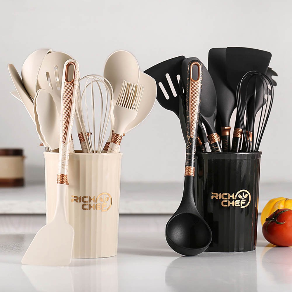 12-Piece Silicone Cooking Utensil Set with Marble Handle