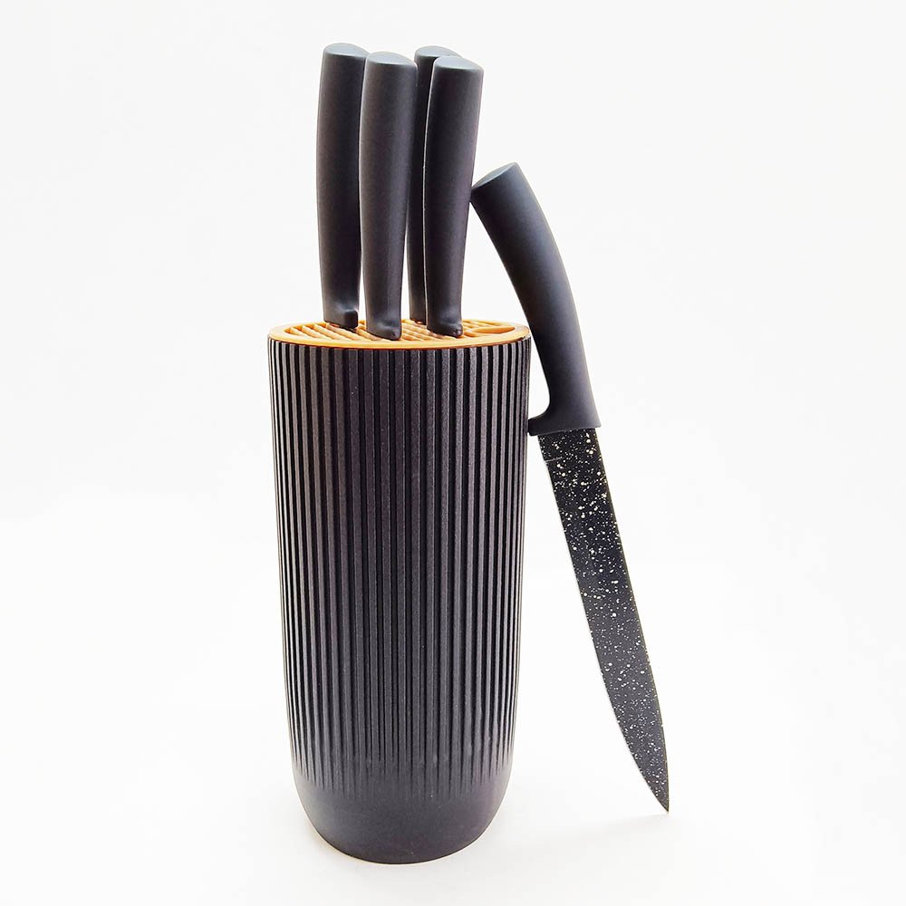 6-Piece Non-Stick Kitchen Knife Set with Universal Knife Block