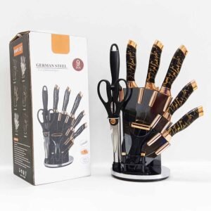 9-Piece Professional Non-Stick Knife Set with Rotating Stand