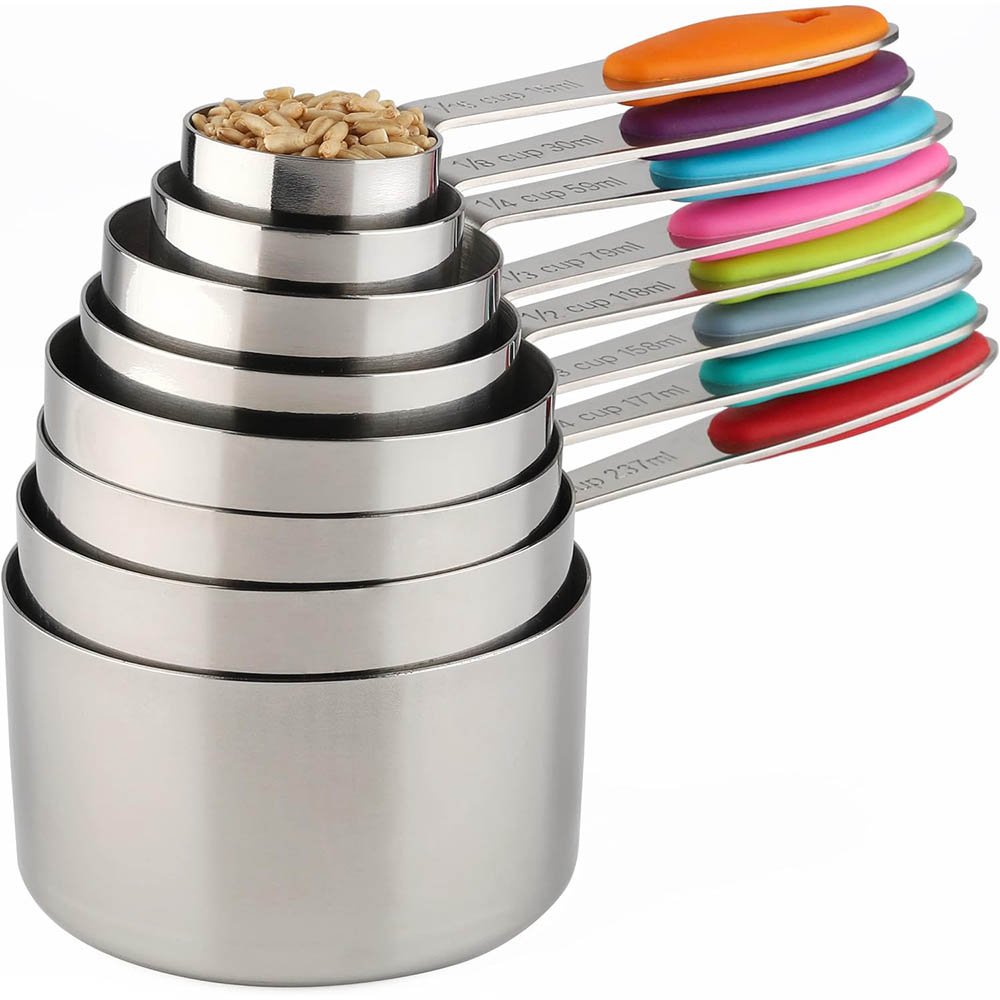 Colorful Stackable Stainless Steel Measuring Cups Set of 8