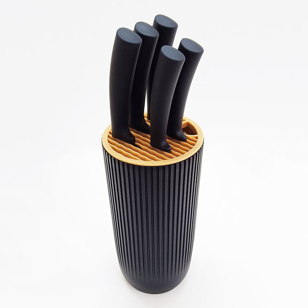 6-Piece Non-Stick Kitchen Knife Set with Universal Knife Block