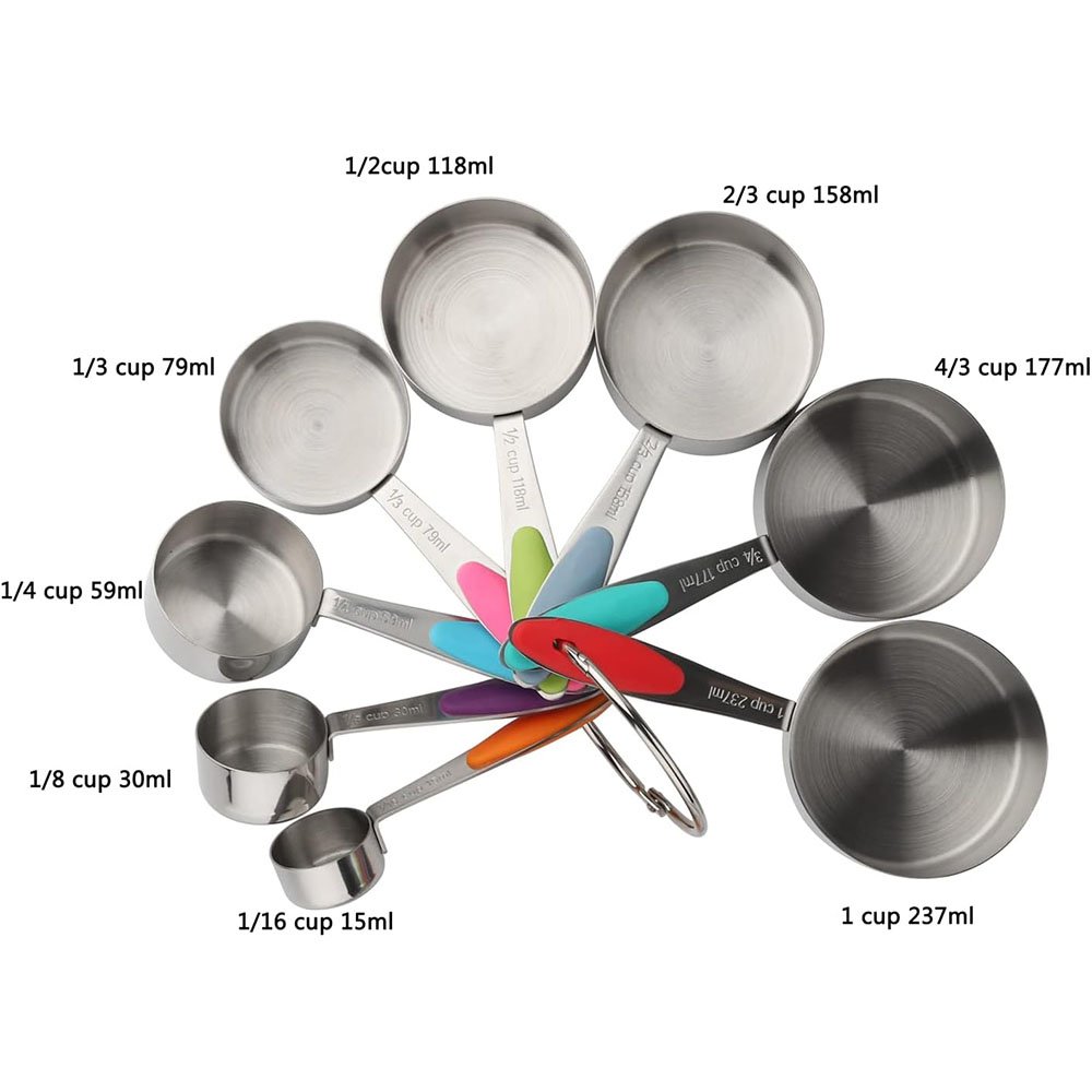 Colorful Stackable Stainless Steel Measuring Cups Set of 8