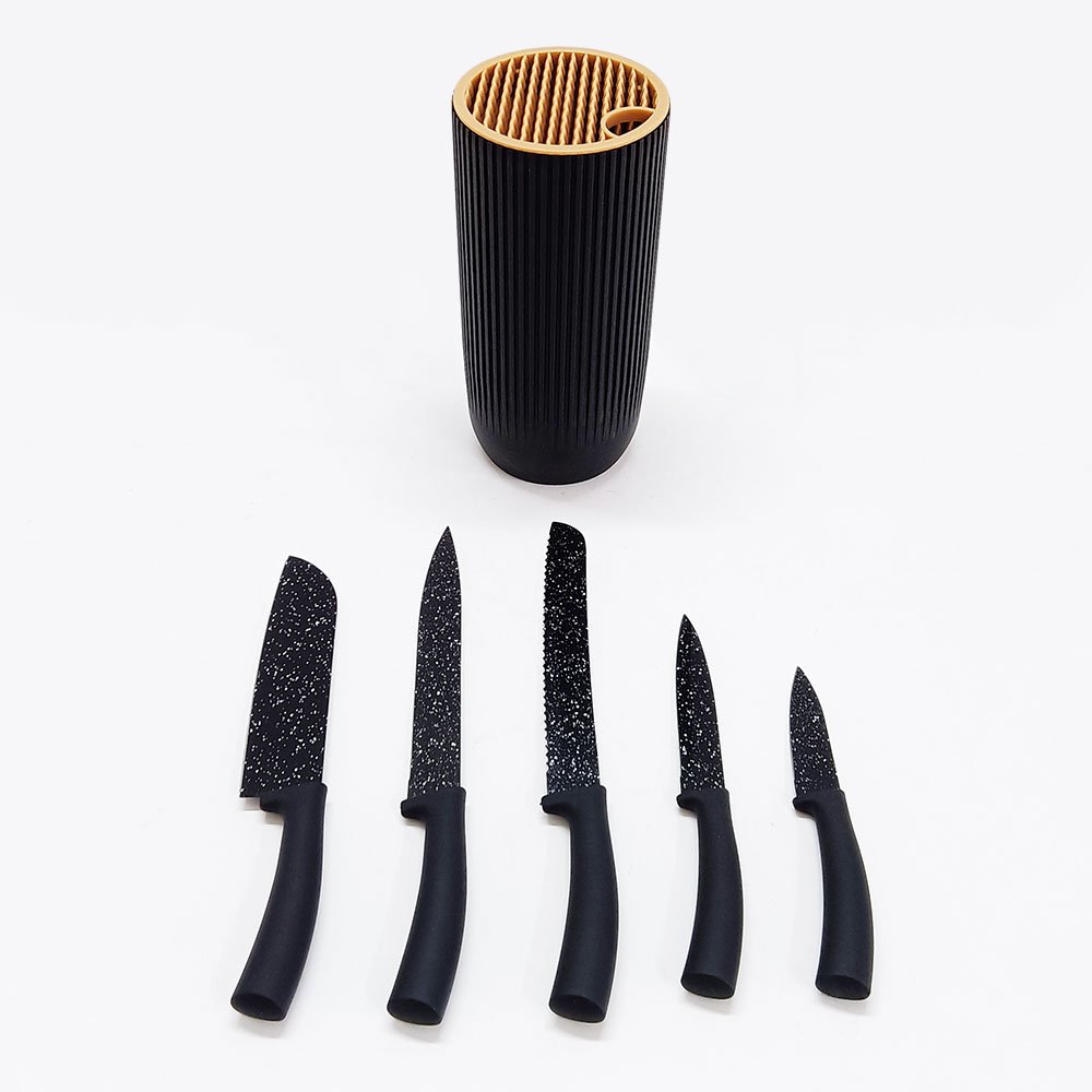 6-Piece Non-Stick Kitchen Knife Set with Universal Knife Block