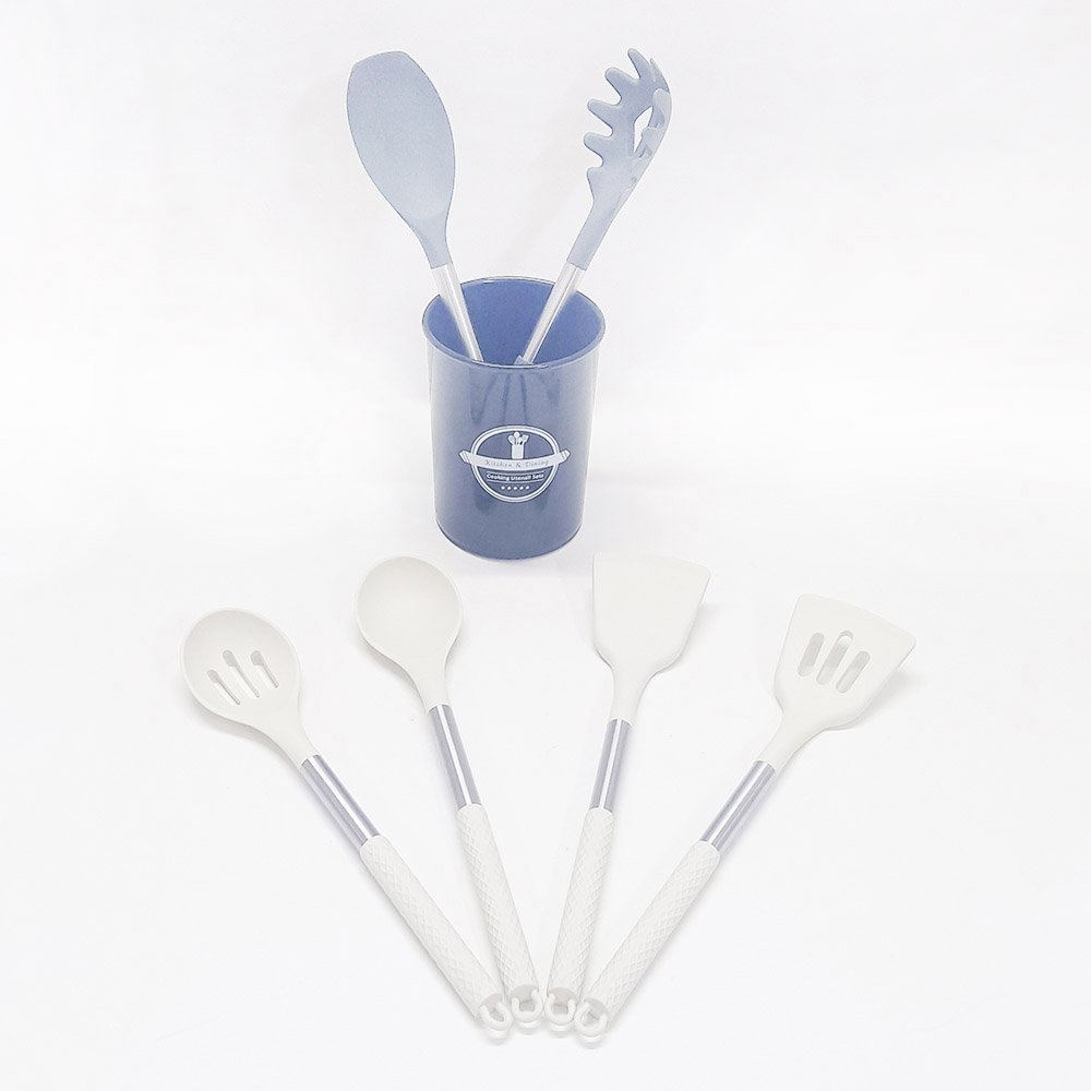 7-Piece Silicone Utensil Set with Stainless Steel Handles