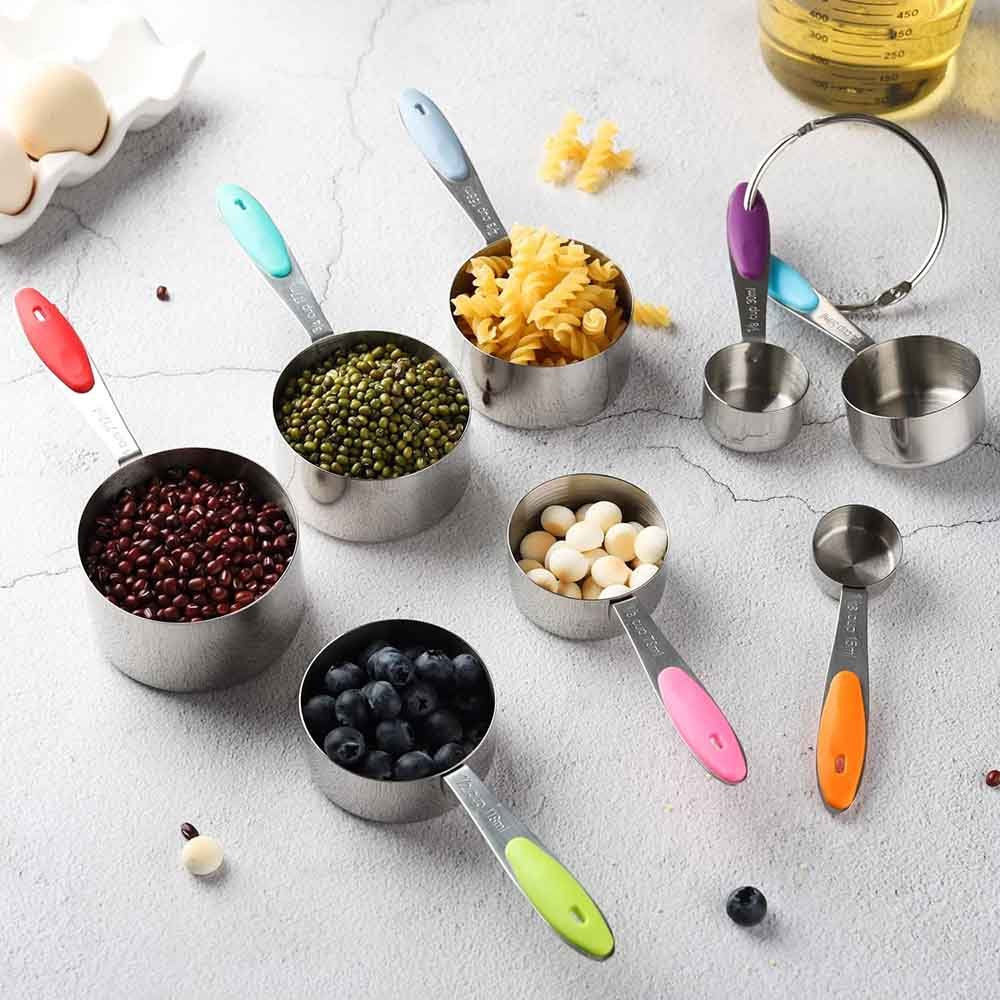 Colorful Stackable Stainless Steel Measuring Cups Set of 8