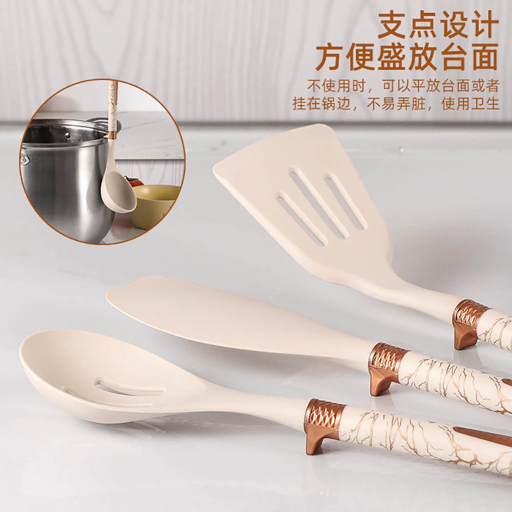 12-Piece Silicone Cooking Utensil Set with Marble Handle