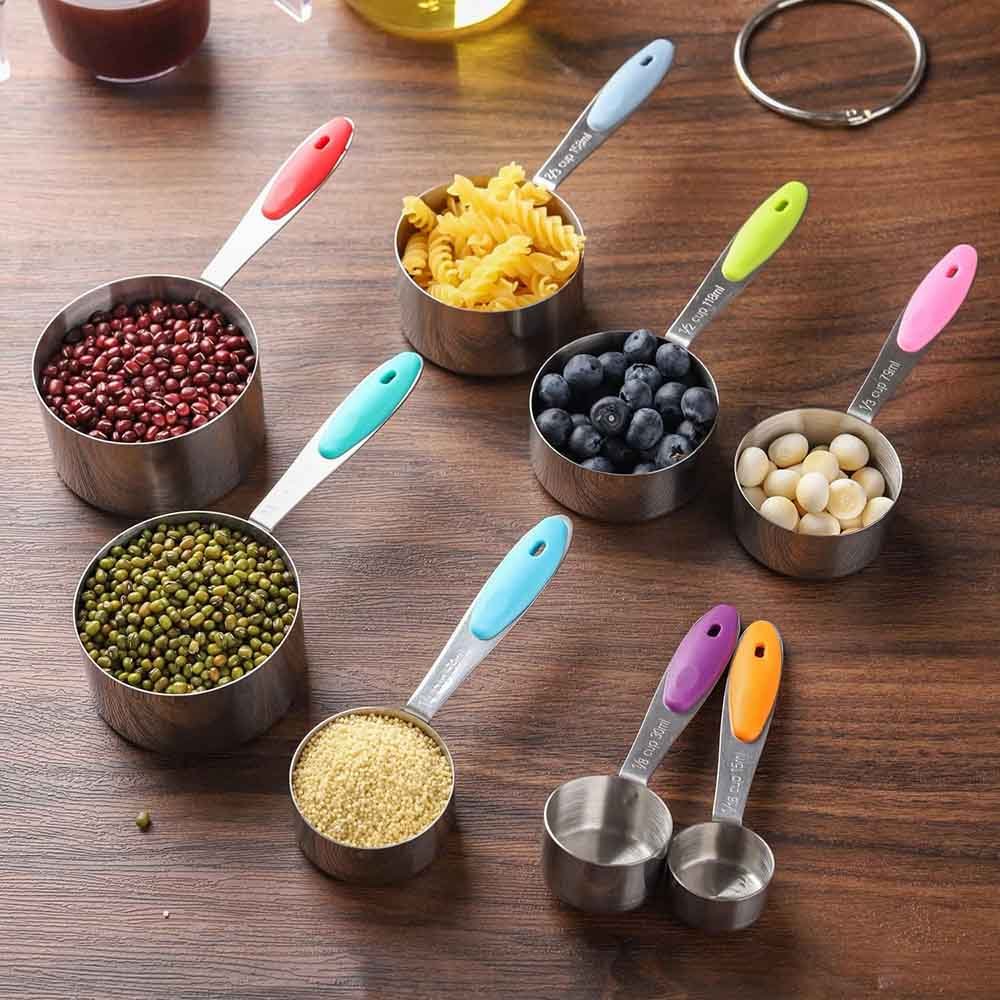 Colorful Stackable Stainless Steel Measuring Cups Set of 8