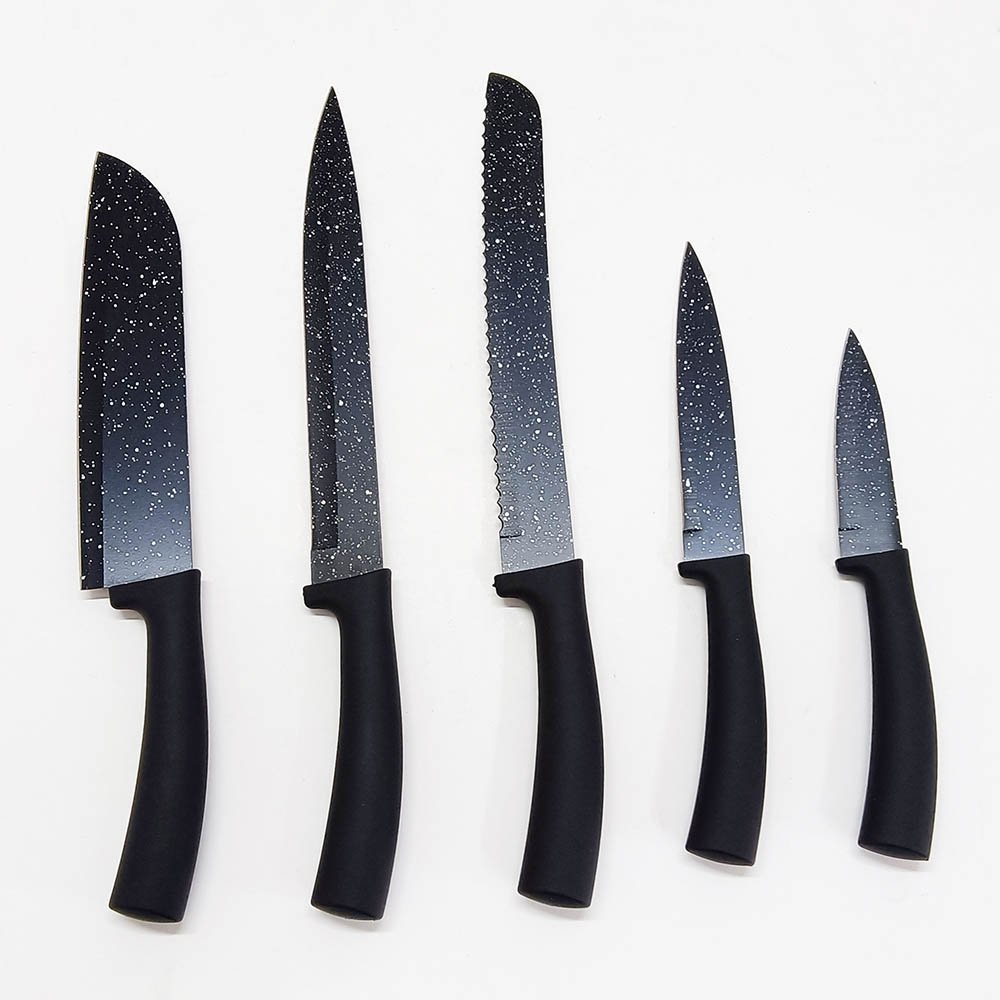 6-Piece Non-Stick Kitchen Knife Set with Universal Knife Block