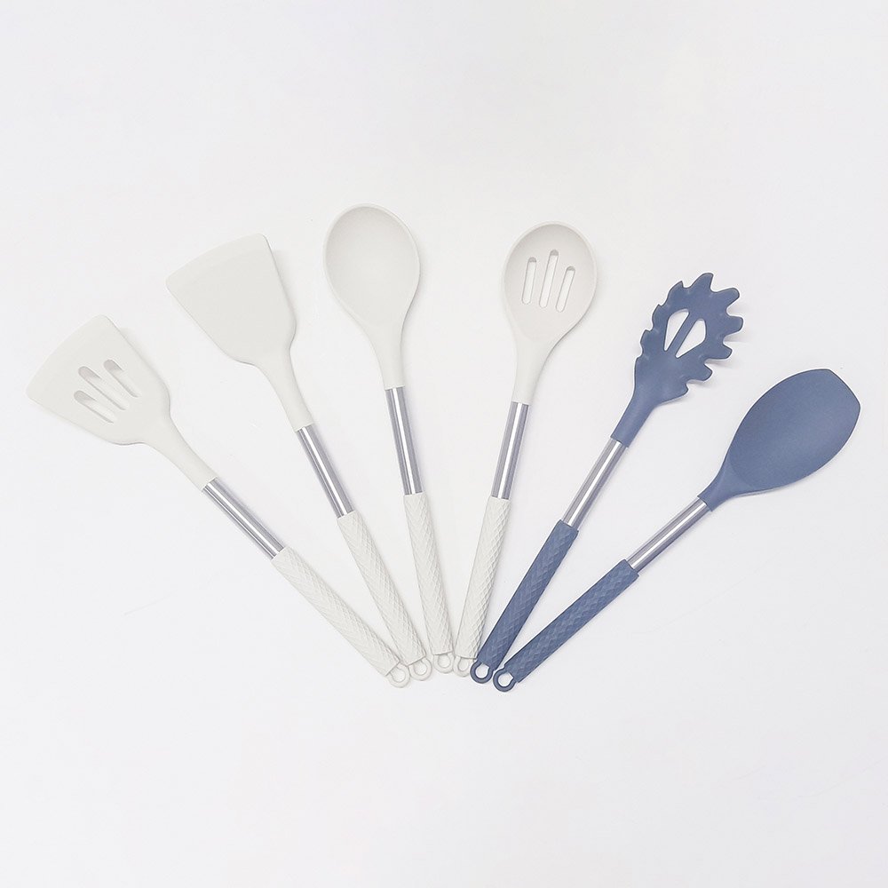 7-Piece Silicone Utensil Set with Stainless Steel Handles