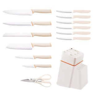 14-Piece Stainless Steel Kitchen Knife Set with Universal Block