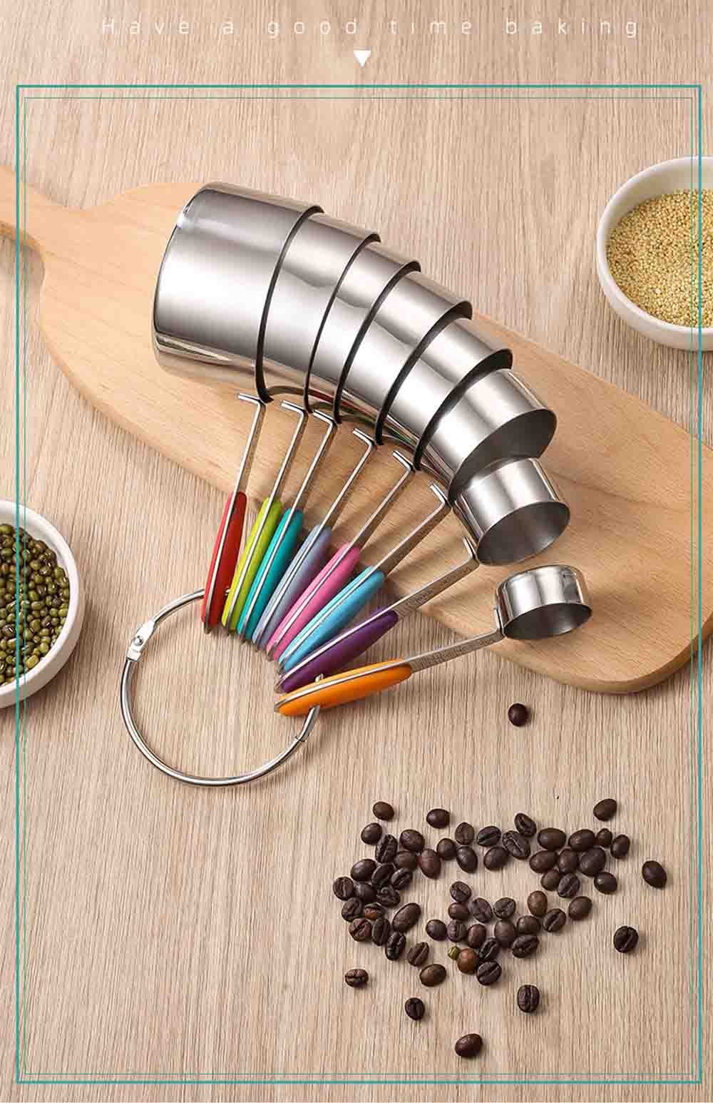 Colorful Stackable Stainless Steel Measuring Cups Set of 8