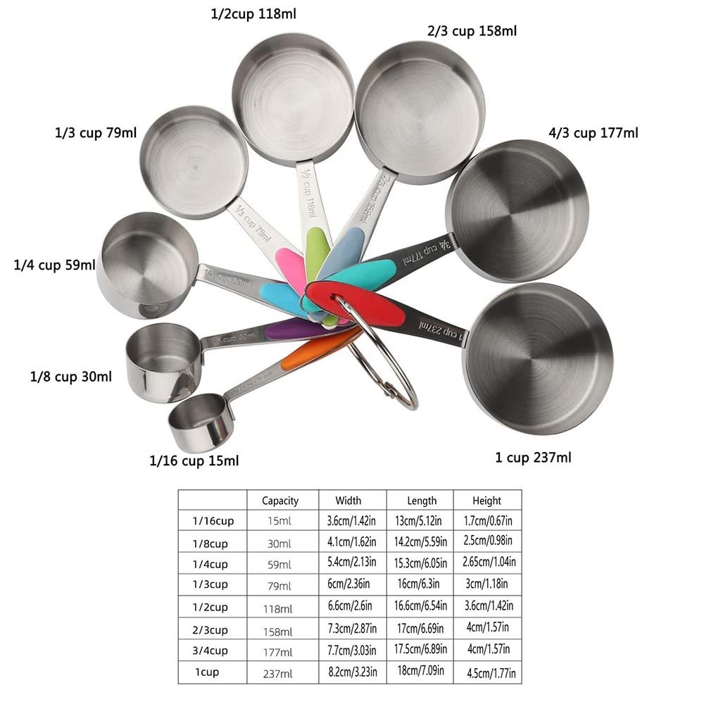 Colorful Stackable Stainless Steel Measuring Cups Set of 8