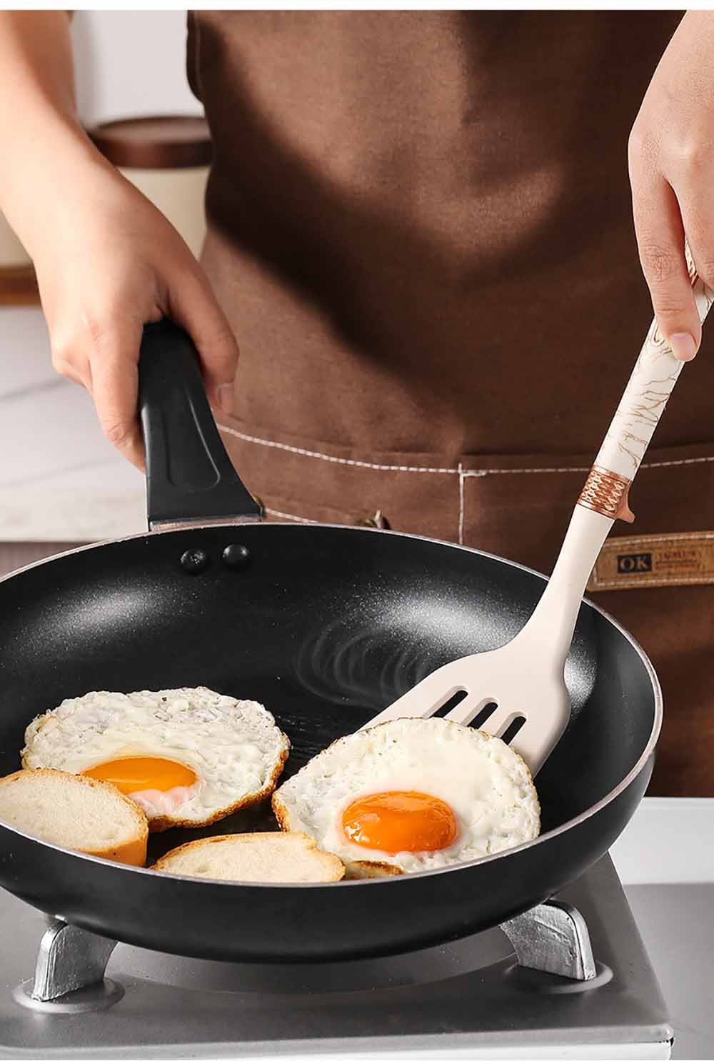 12-Piece Silicone Cooking Utensil Set with Marble Handle