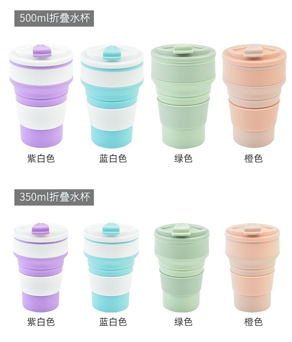 Reusable Collapsible Silicone Travel Cup with Lid