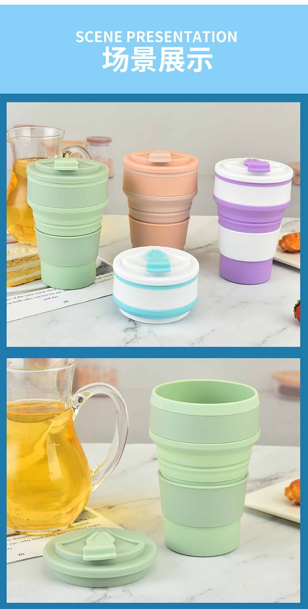 Reusable Collapsible Silicone Travel Cup with Lid