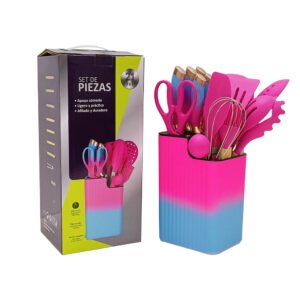 Ombre Gradient Silicone Kitchen Set with 360° Rotating Holder