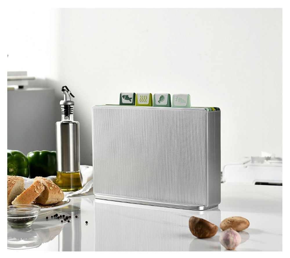 4-Piece Color-Coded Cutting Board Set with Stand