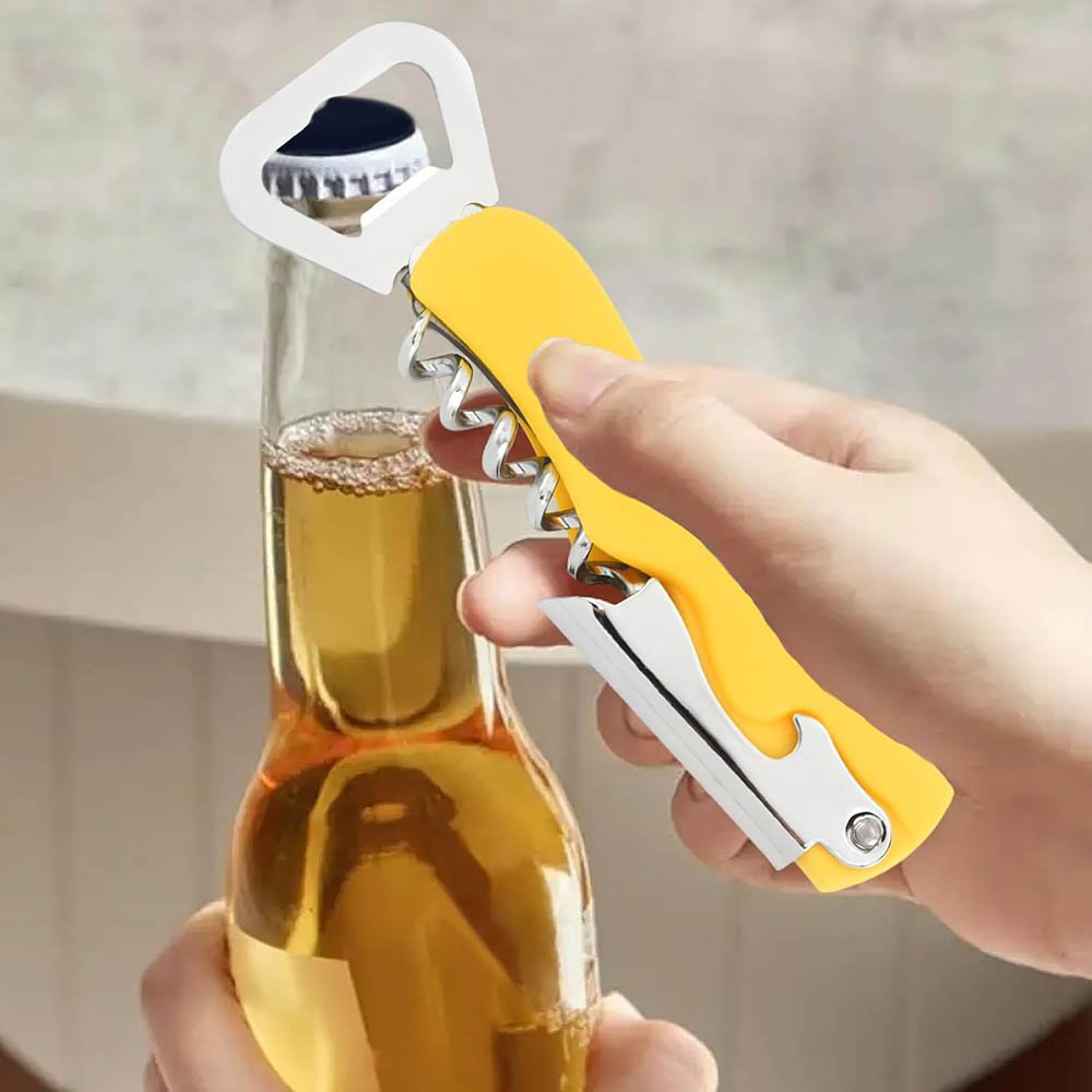 4-in-1 Stainless Steel Bottle Opener with Foil Cutter