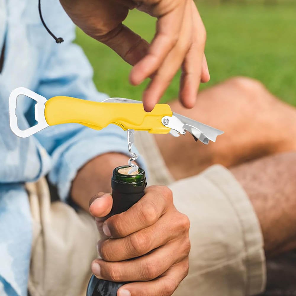 4-in-1 Stainless Steel Bottle Opener with Foil Cutter