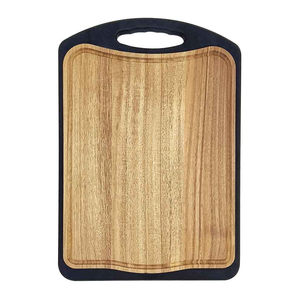 Double-Sided Cutting Board with Acacia Wood & Stainless Steel