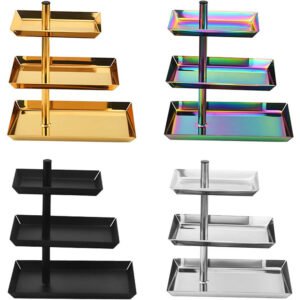 3-Tier Rotating Square Storage Tray Set