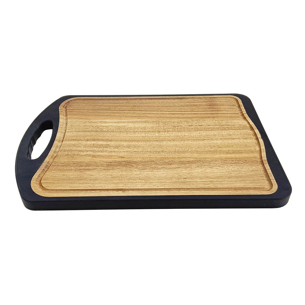 Double-Sided Cutting Board with Acacia Wood & Stainless Steel