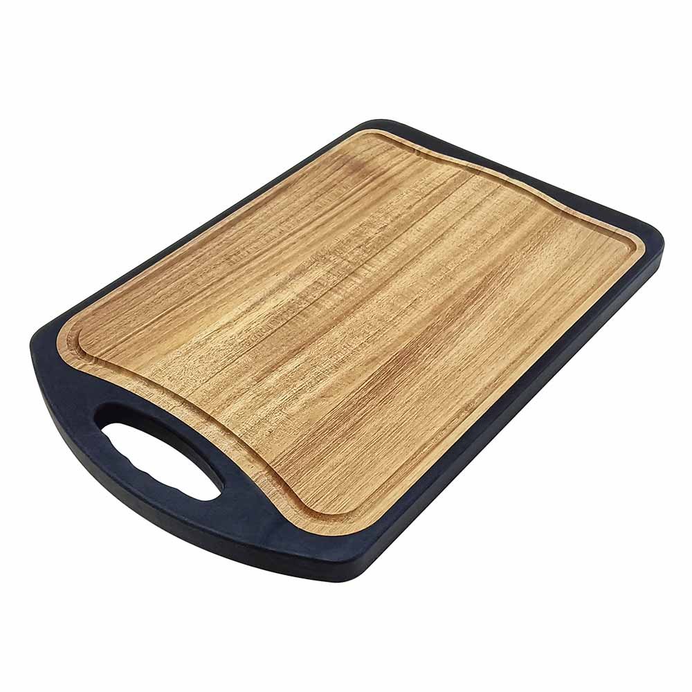 Double-Sided Cutting Board with Acacia Wood & Stainless Steel