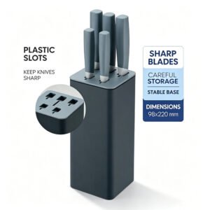 ‌6-Piece Knife Set with Upright 5-Slot Knife Block