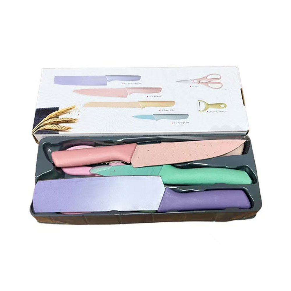 6-Piece Wheat Straw Non-Stick Kitchen Knife Set