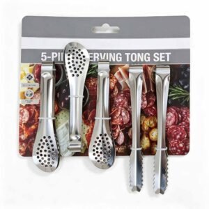 ‌5-Piece Stainless Steel Food & Ice Tongs Set