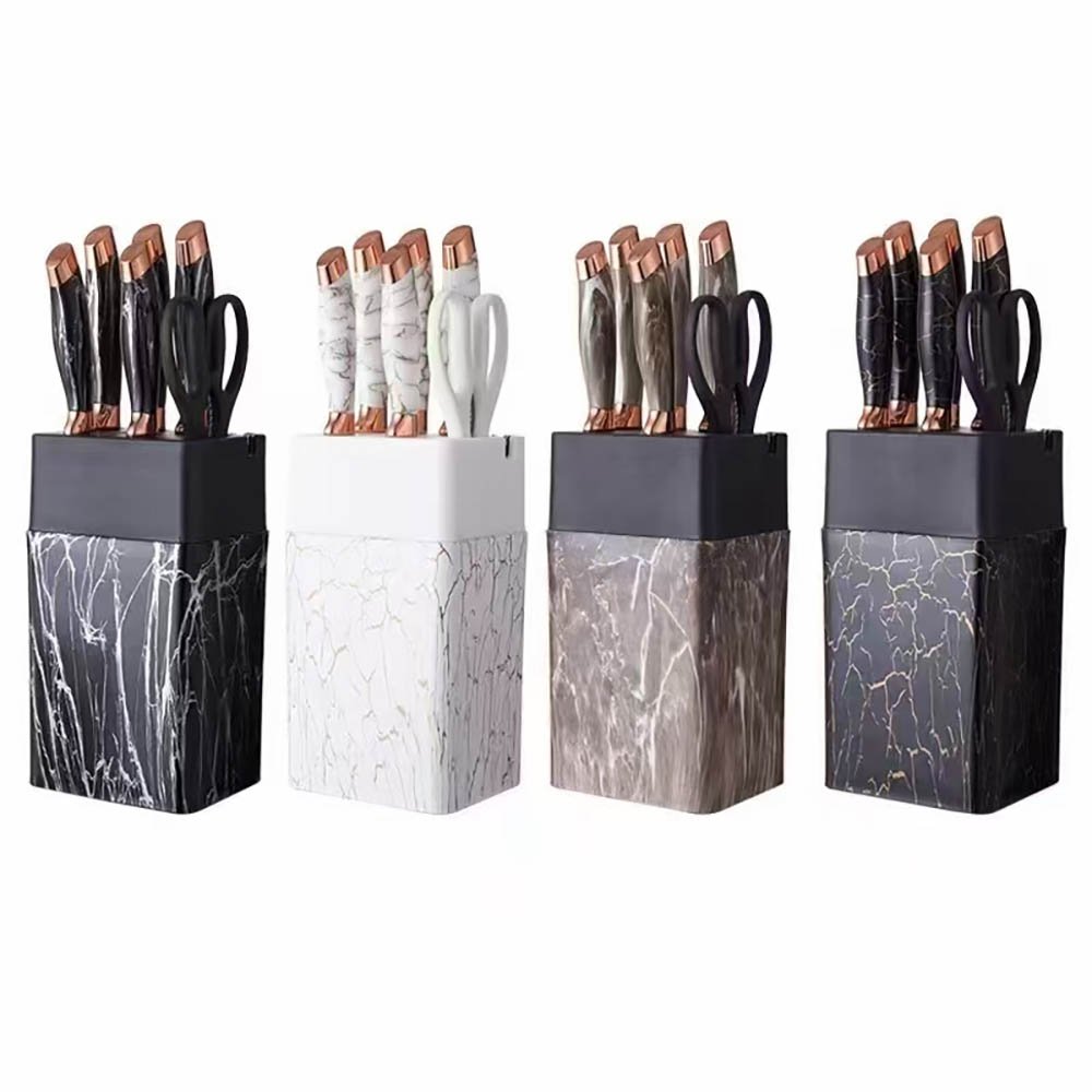 7-Piece Knife Set with Marble-Effect Knife Block