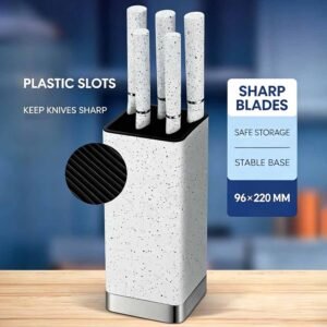 6-Piece 3Cr13 Stainless Steel Kitchen Knife Set with Block
