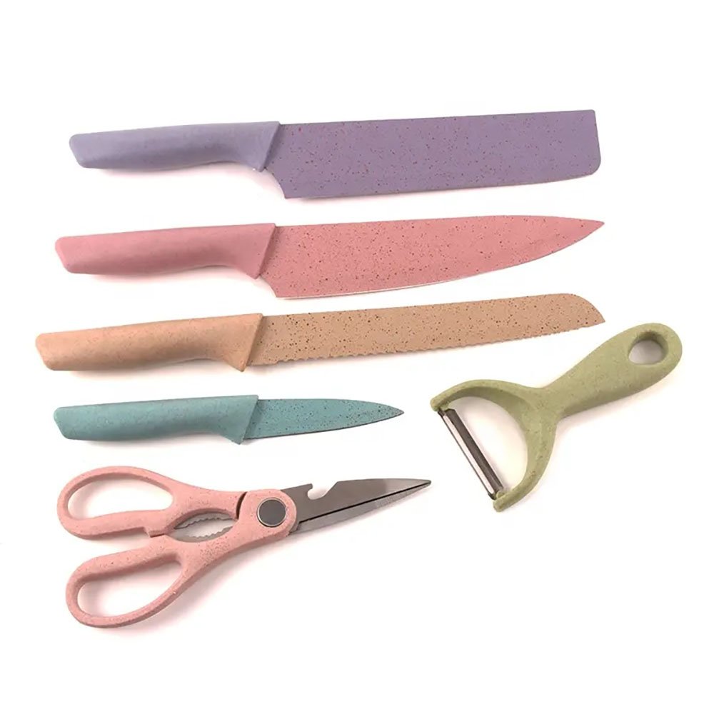 6-Piece Wheat Straw Non-Stick Kitchen Knife Set