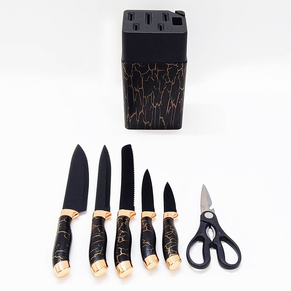 7-Piece Knife Set with Marble-Effect Knife Block
