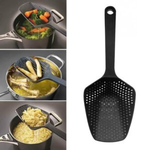 ‌Black Food-Grade PP Slotted Spoon
