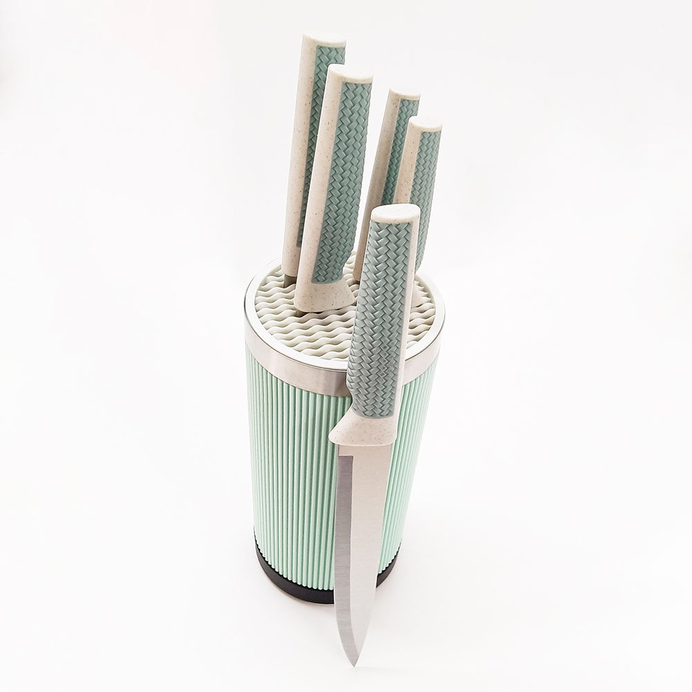 6-Piece Knife Set with 360° Rotating Storage Base