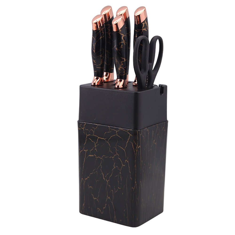 7-Piece Knife Set with Marble-Effect Knife Block