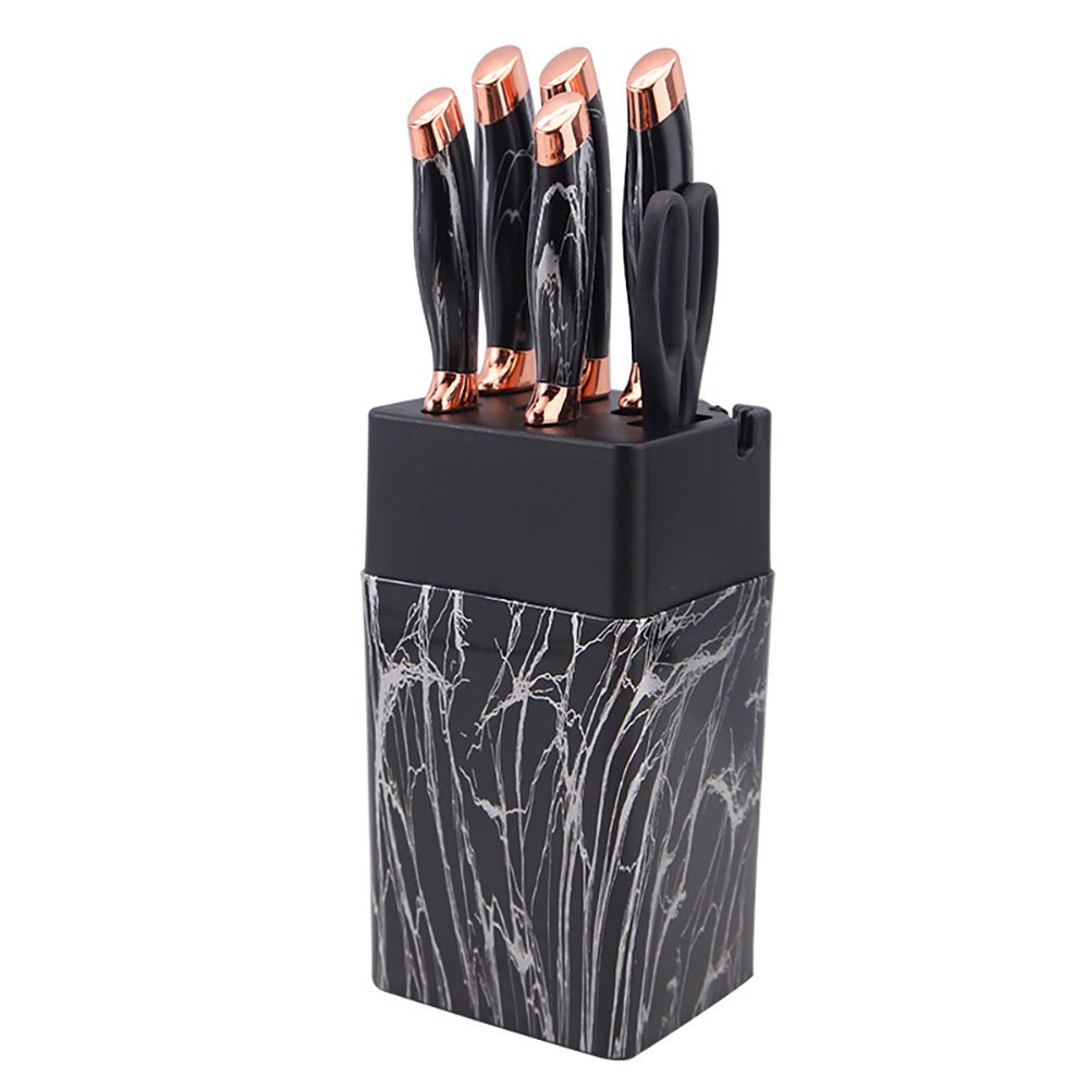 7-Piece Knife Set with Marble-Effect Knife Block