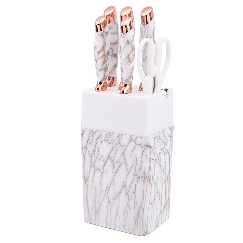 7-Piece Knife Set with Marble-Effect Knife Block