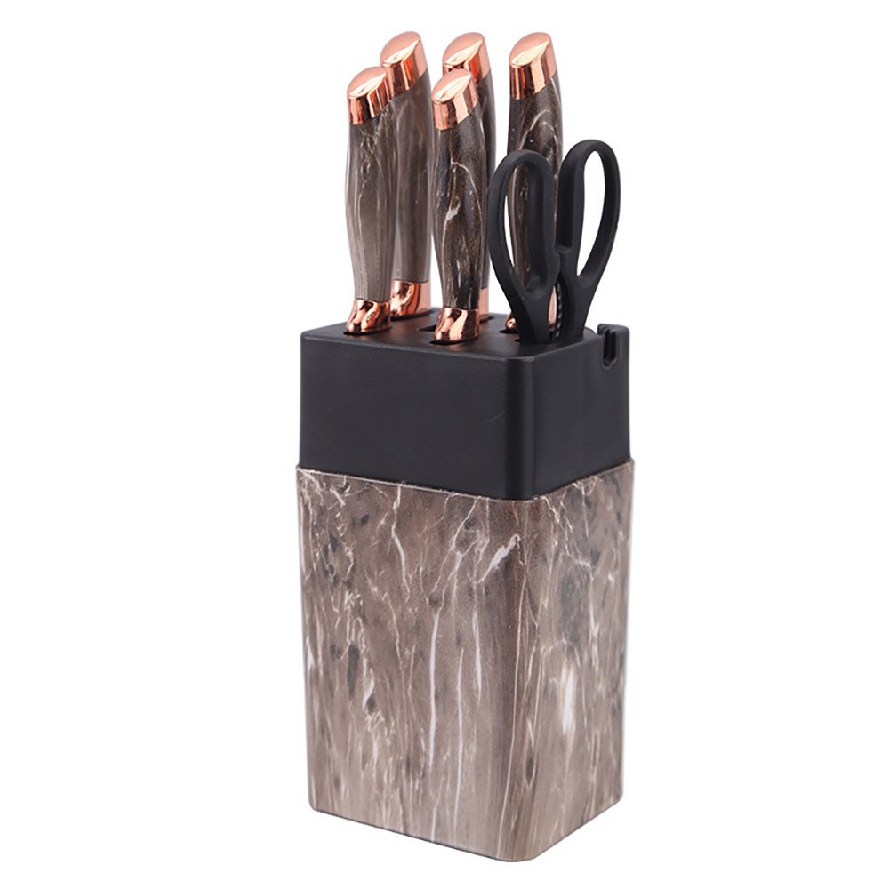7-Piece Knife Set with Marble-Effect Knife Block